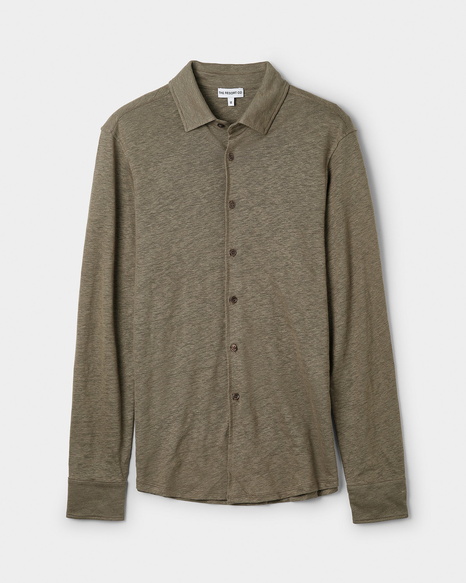 Linen Jersey Shirt Khaki - THE RESORT CO