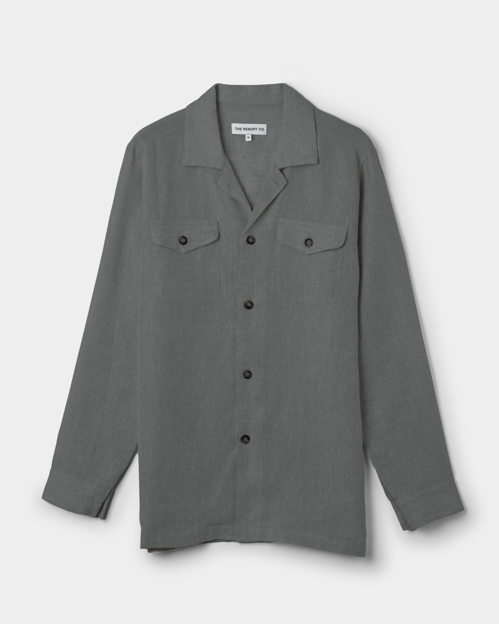 Linen Overshirt Charcoal - THE RESORT CO