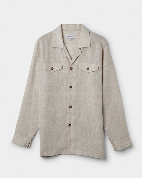 カネン　ohotoro dublincoat (oatmeal) linen-overshirt-oatmeal-