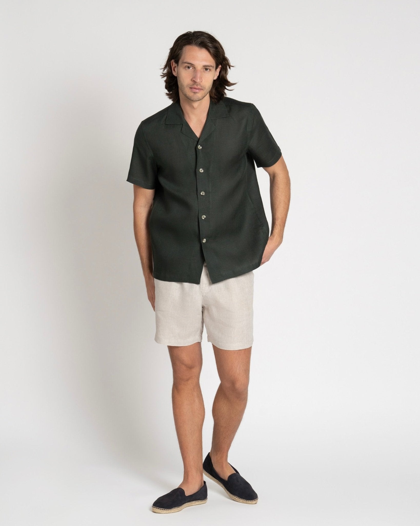 Linen Resort Shirt Eucalyptus - THE RESORT CO
