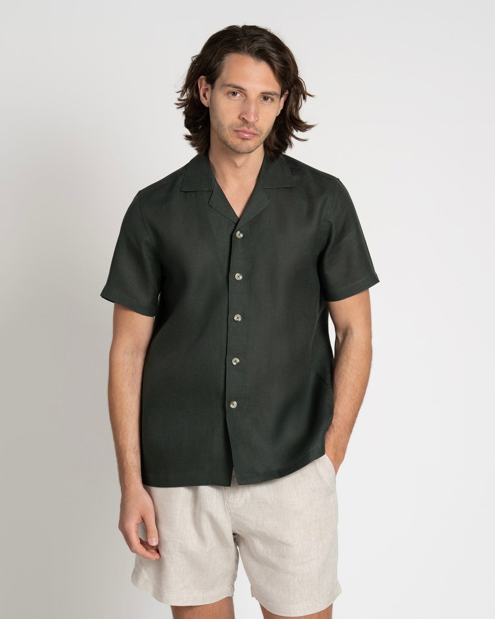 Linen Resort Shirt Eucalyptus - THE RESORT CO
