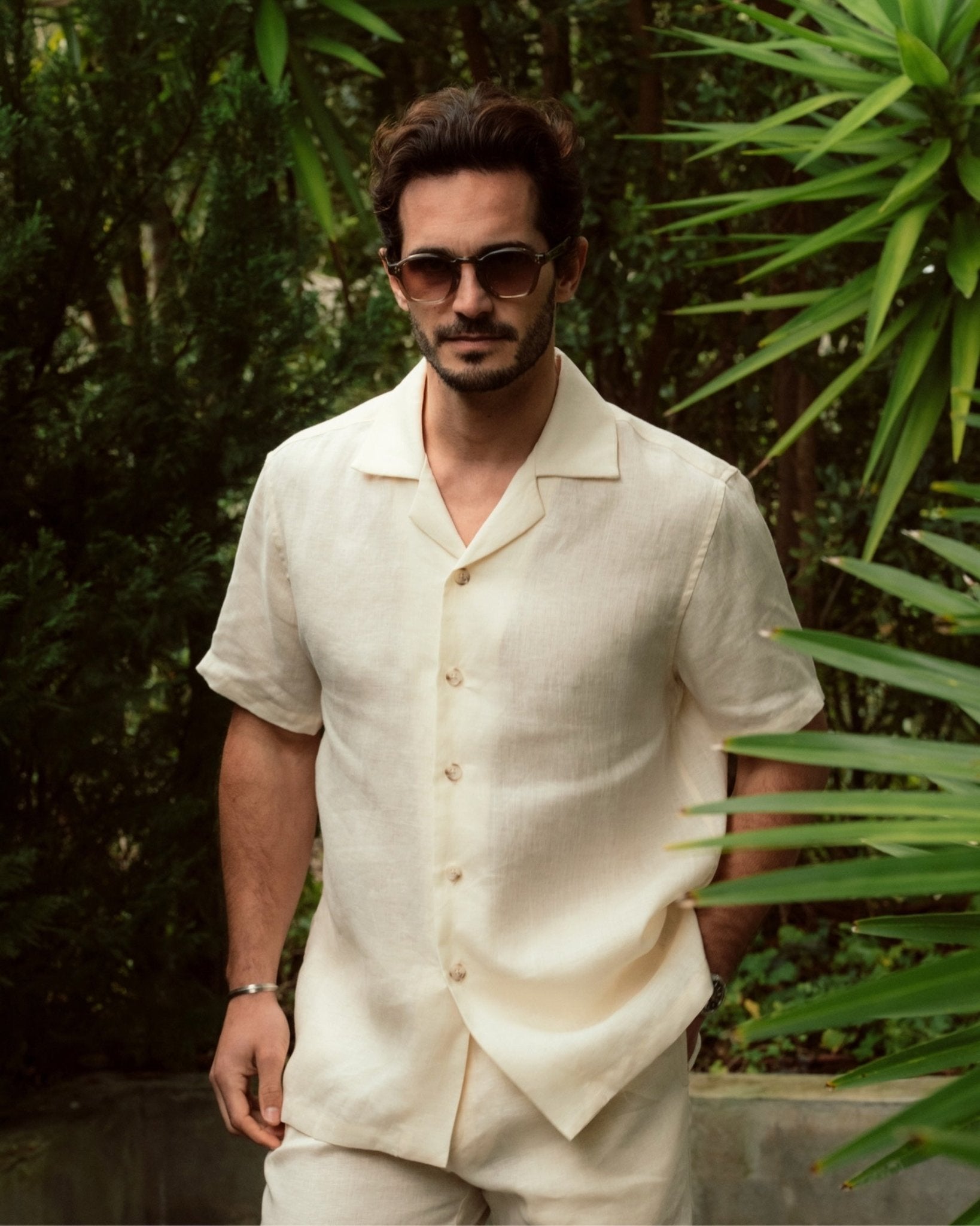 Linen Resort Shirt Ivory, L Linen Resort Shirt Ivory, L