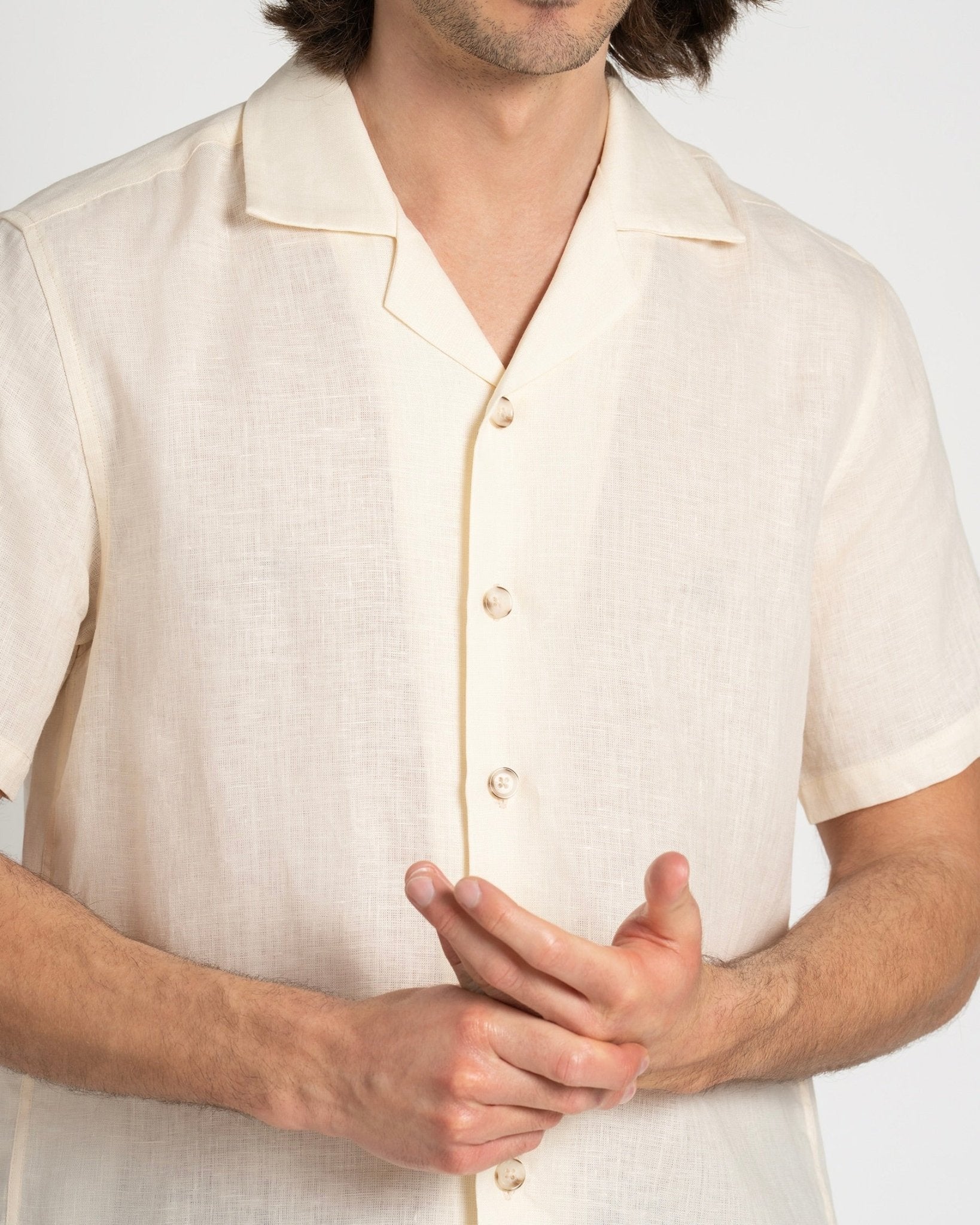Linen Resort Shirt Ivory, L Linen Resort Shirt Ivory, L
