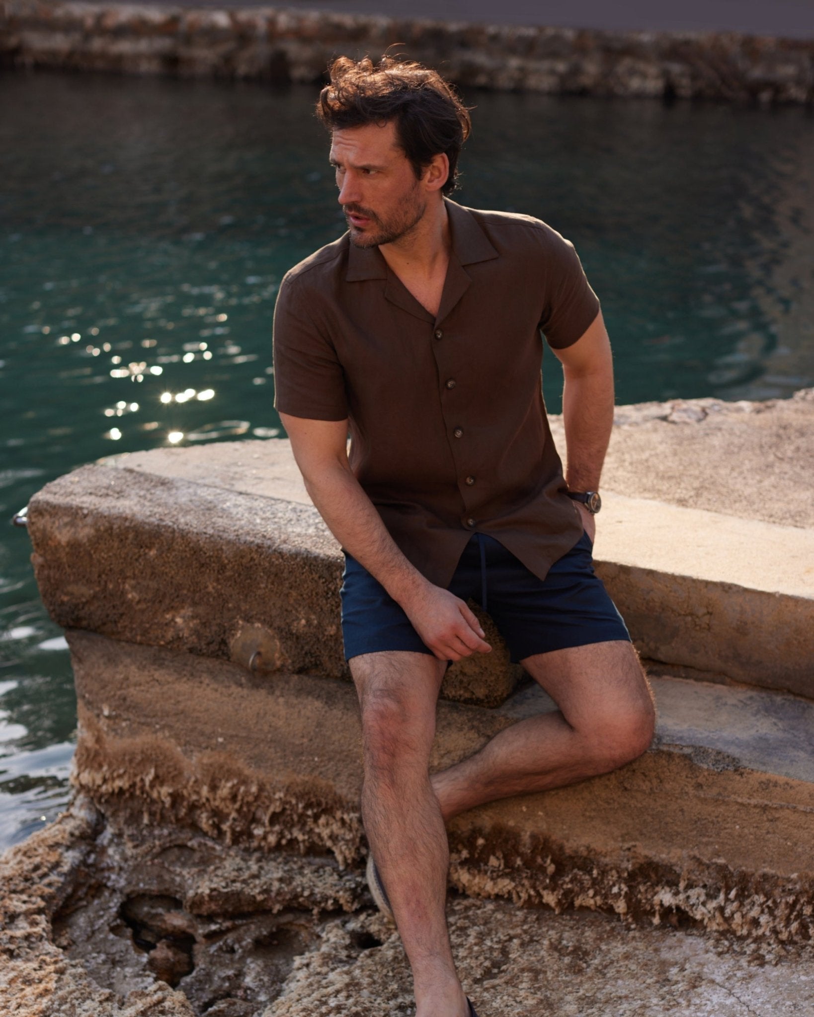 Linen Resort Shirt Sandalwood - THE RESORT CO