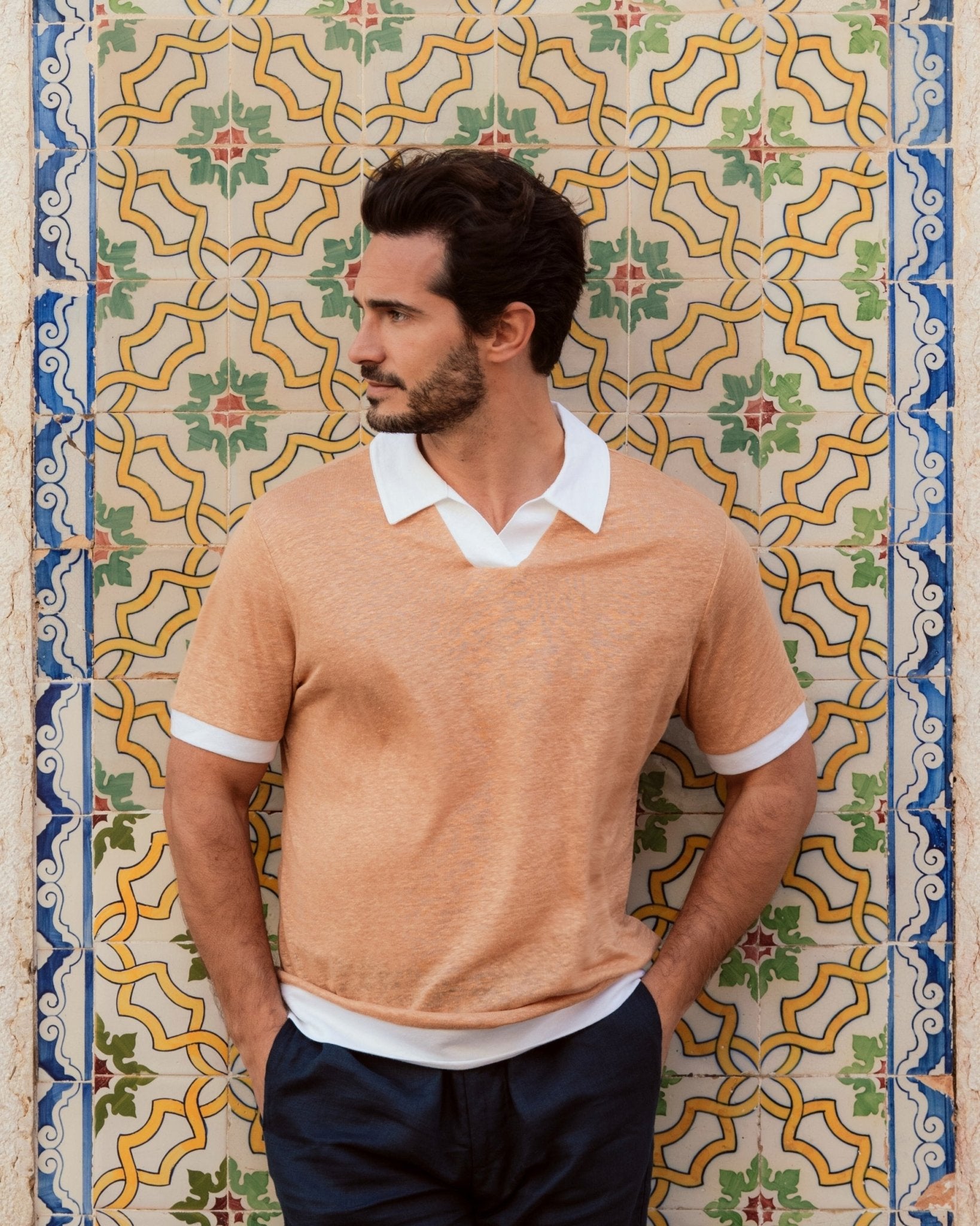 Resort Polo Shirt Camel / White - THE RESORT CO