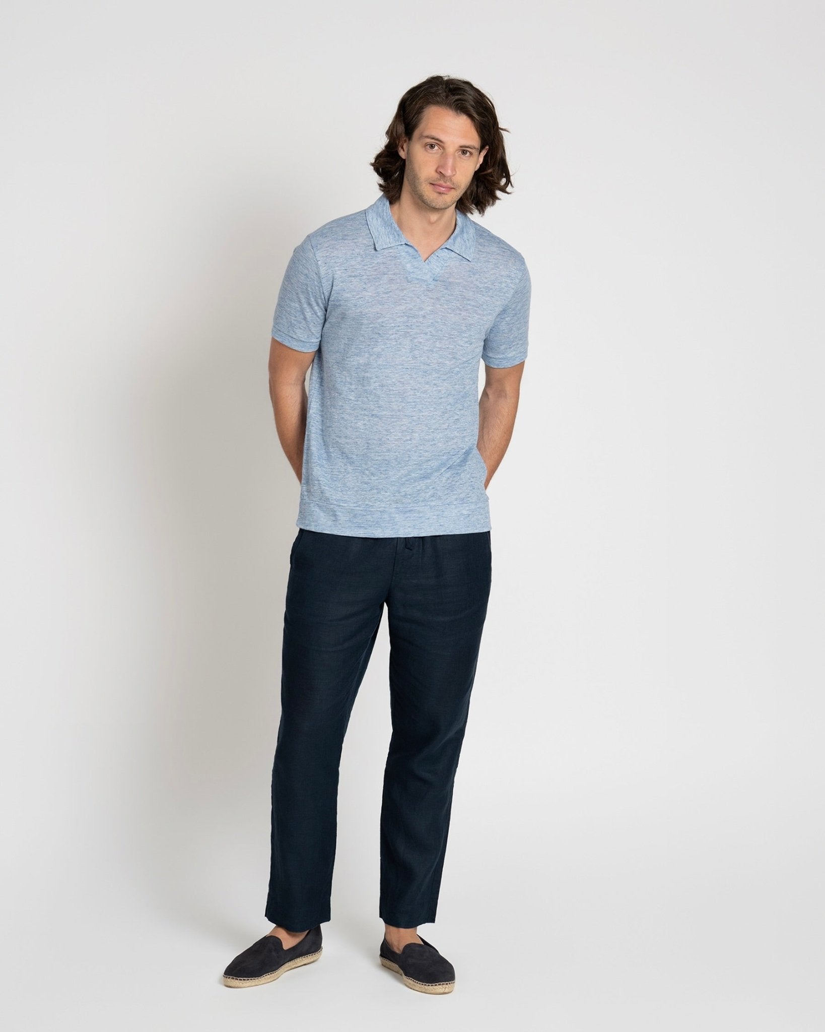 Resort Polo Shirt Light Blue Melange - THE RESORT CO