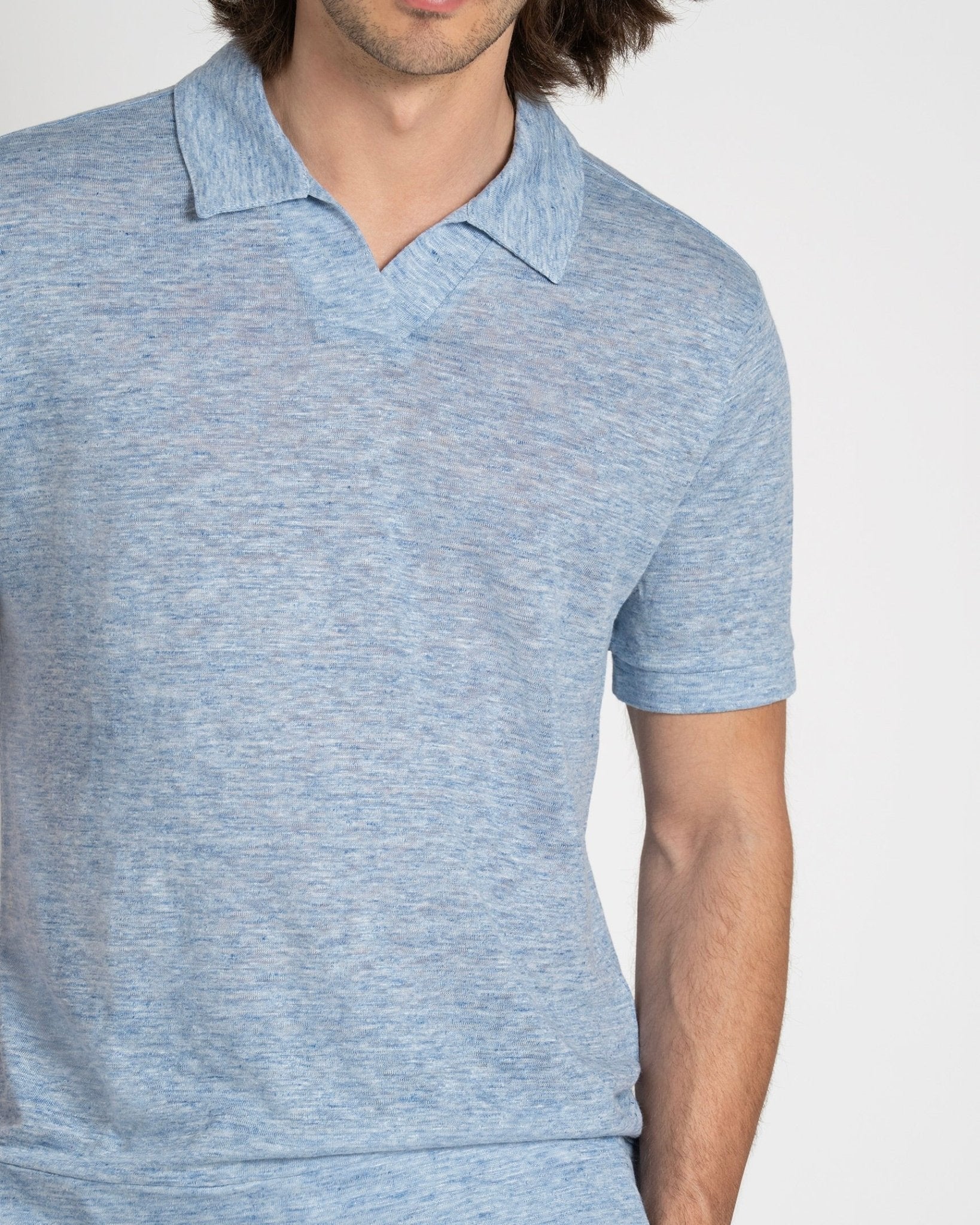 Resort Polo Shirt Light Blue Melange - THE RESORT CO