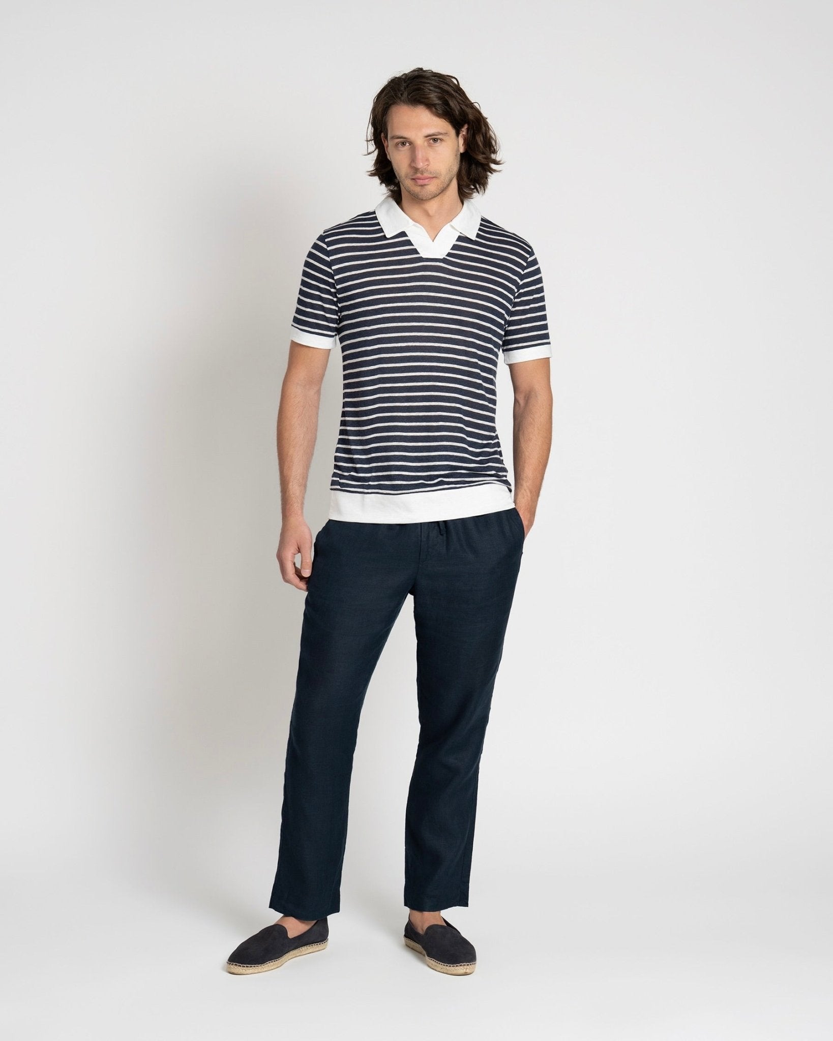 Resort Polo Shirt Navy striped - THE RESORT CO