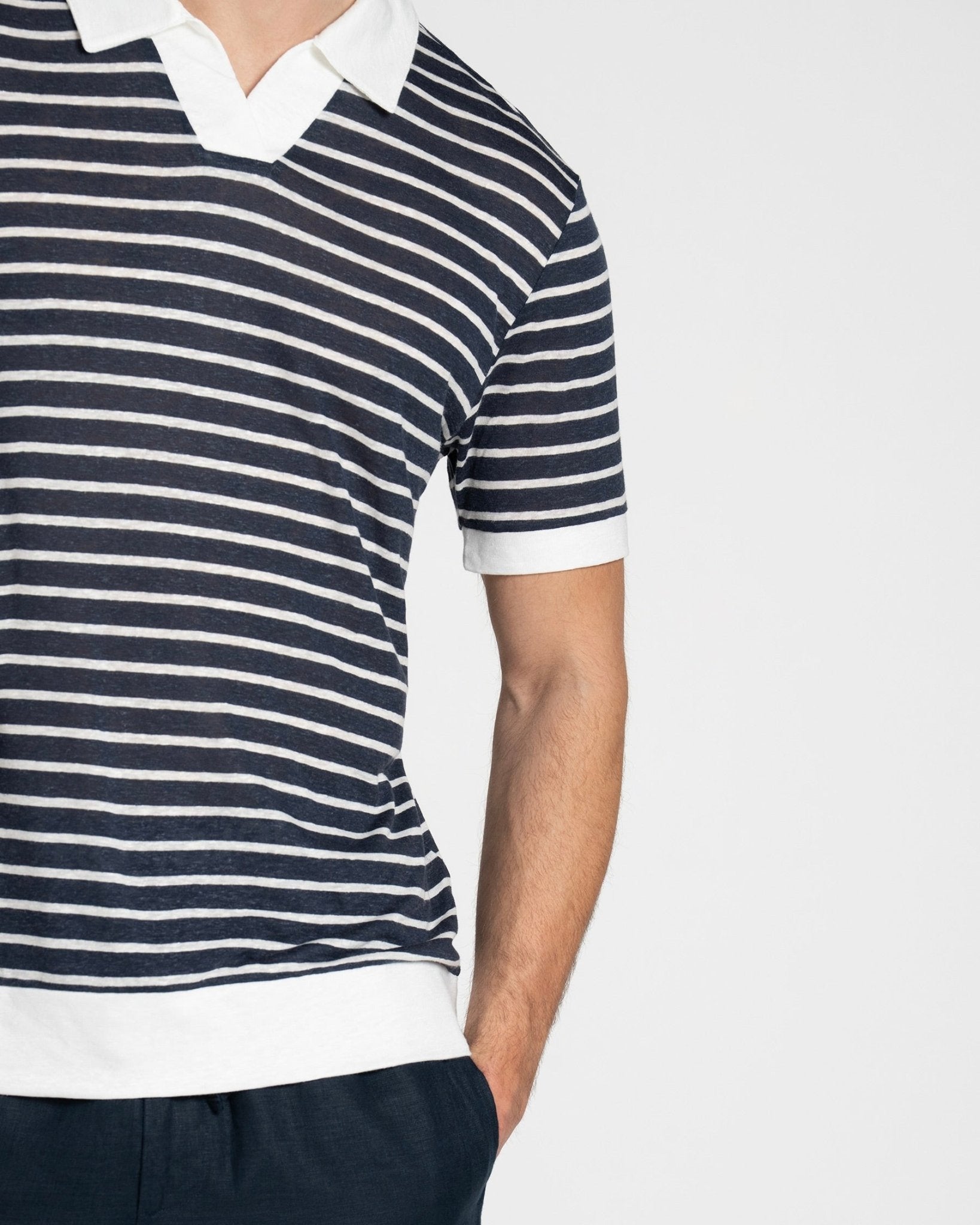 Resort Polo Shirt Navy striped - THE RESORT CO