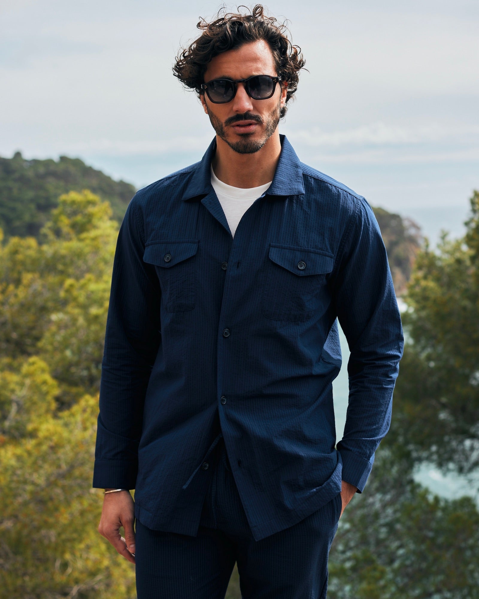 Seersucker Overshirt Navy – THE RESORT CO