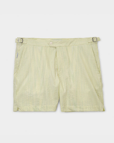 【イエロー（80）】Timothy Seersucker Swim Short Classic Swim Shorts Yellow Seersucker – THE RESORT CO