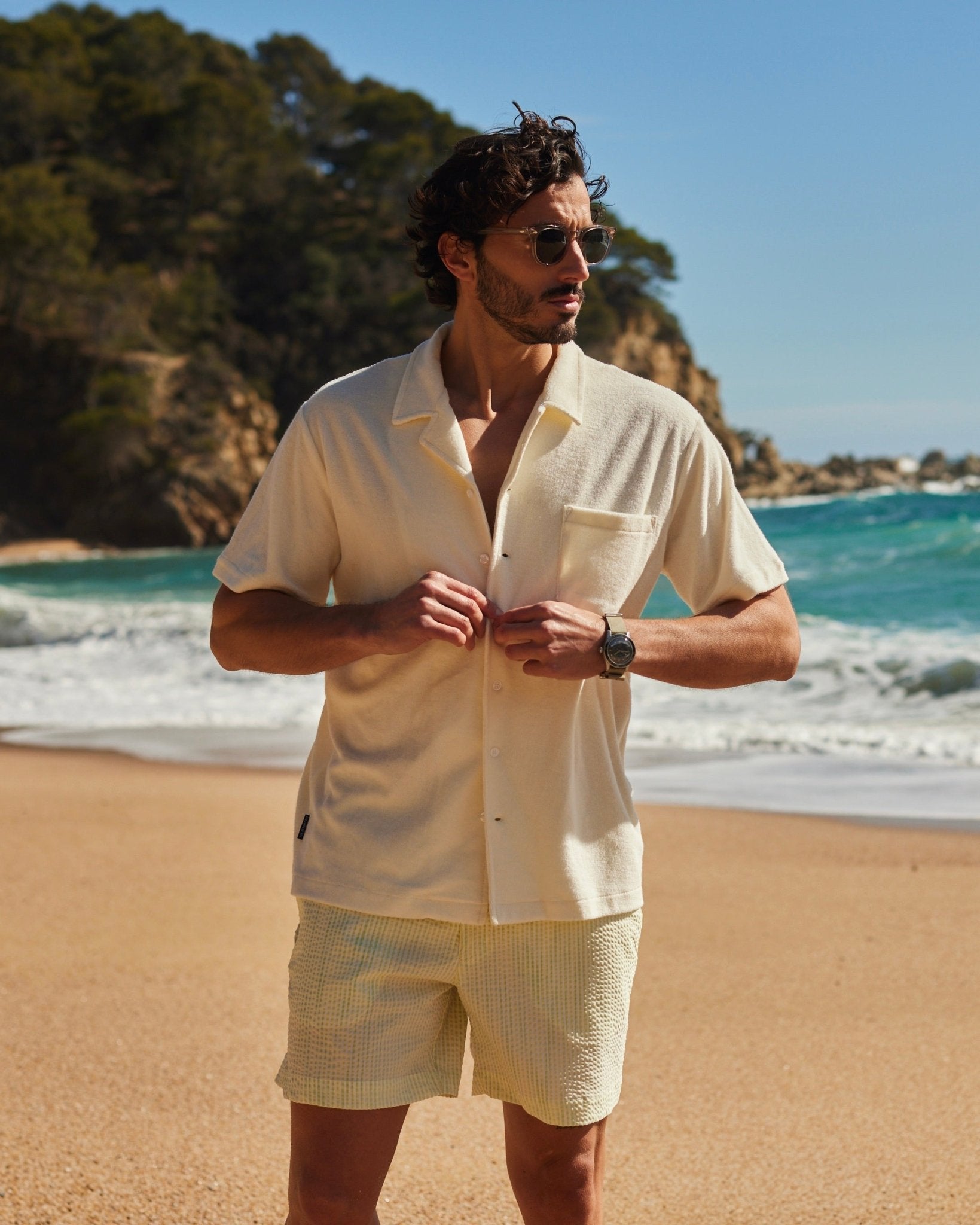 Terry Short Sleeve Shirt White - THE RESORT CO