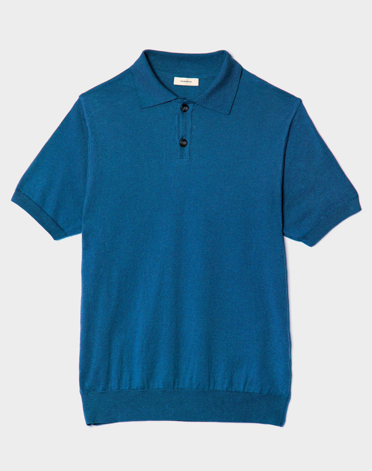 Knitted Polo Shirt Azure - THE RESORT CO