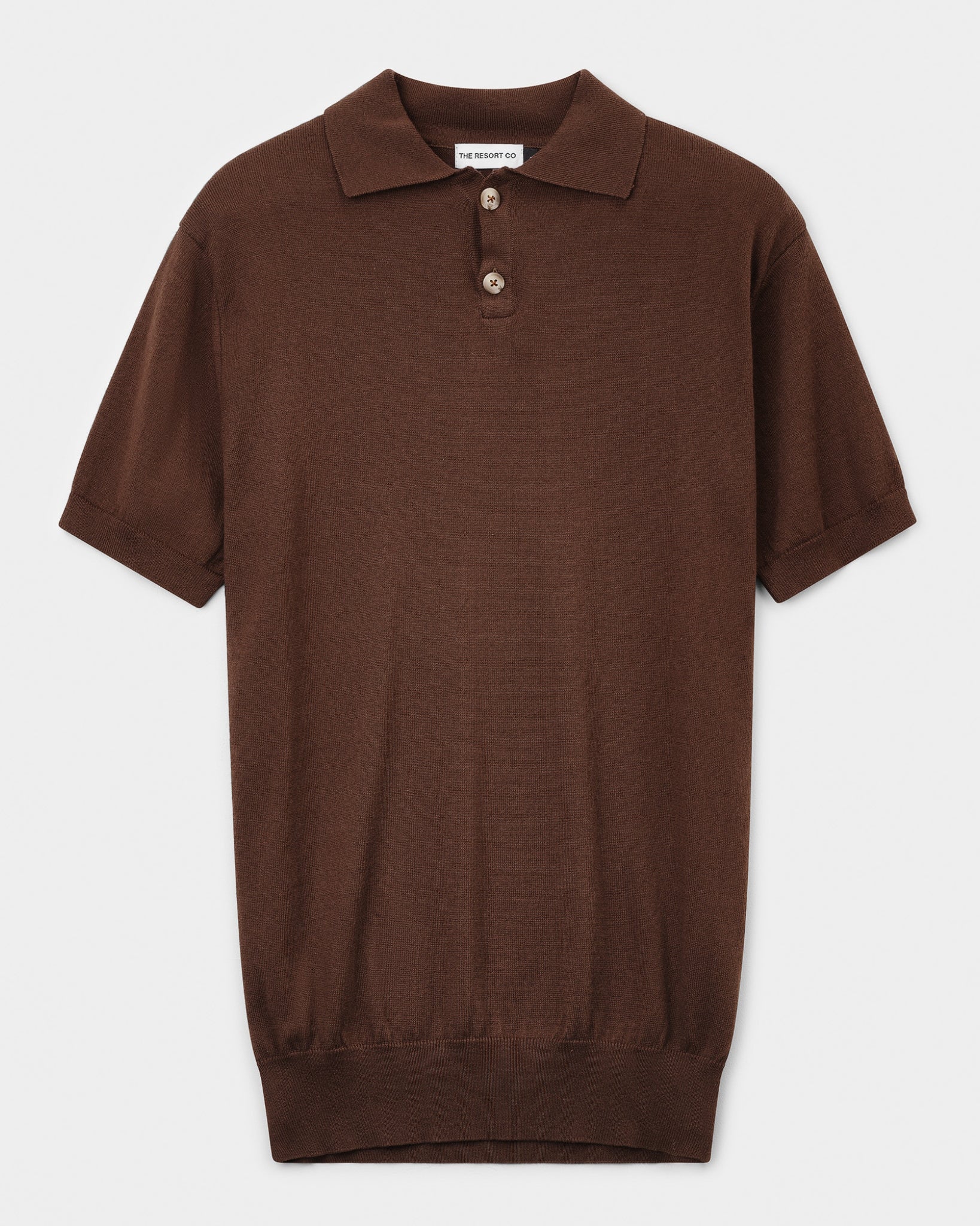 Knitted Polo Shirt Brown - THE RESORT CO