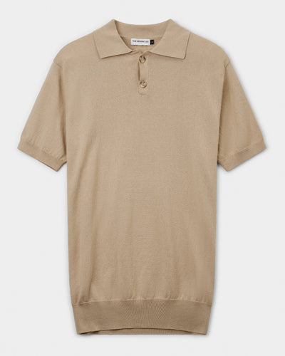 Knitted Polo Shirt Camel - THE RESORT CO