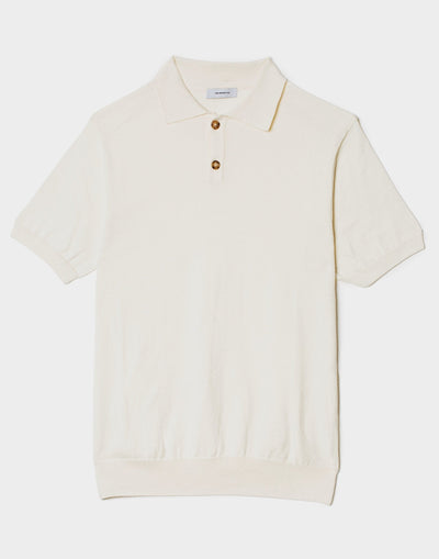 Knitted Polo Shirt Ivory – THE RESORT CO