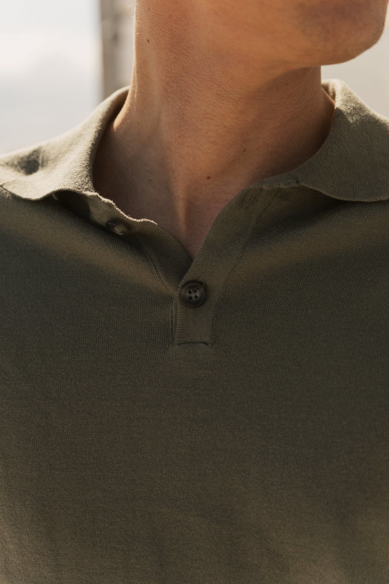 Knitted Polo Shirt Khaki - THE RESORT CO