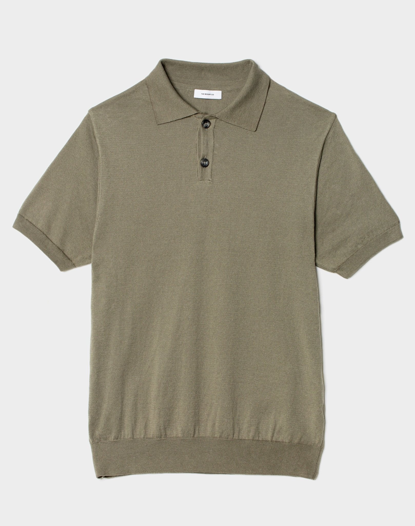 Knitted Polo Shirt Khaki - THE RESORT CO