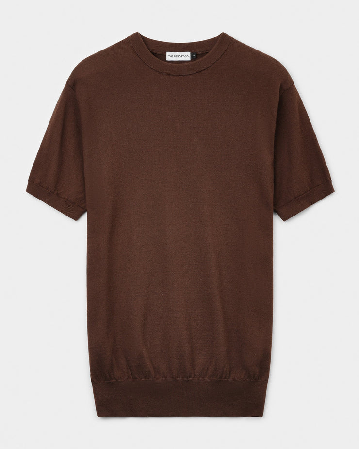Knitted Tee Brown - THE RESORT CO