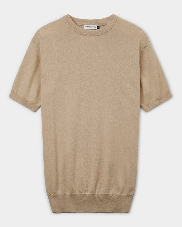 Knitted Tee Camel - THE RESORT CO