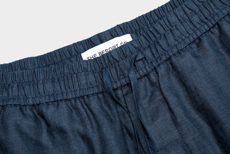 Linen Drawstring Shorts Navy - THE RESORT CO