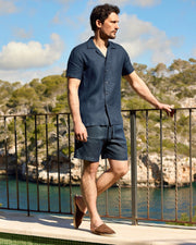 Linen Drawstring Shorts Navy - THE RESORT CO