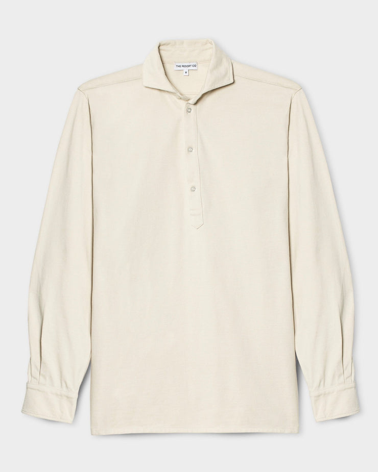 Piqué Popover Shirt Ivory - THE RESORT CO