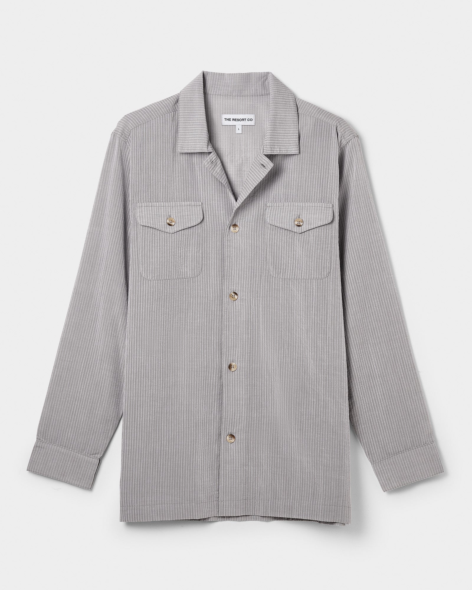 Seersucker Overshirt Sage - THE RESORT CO