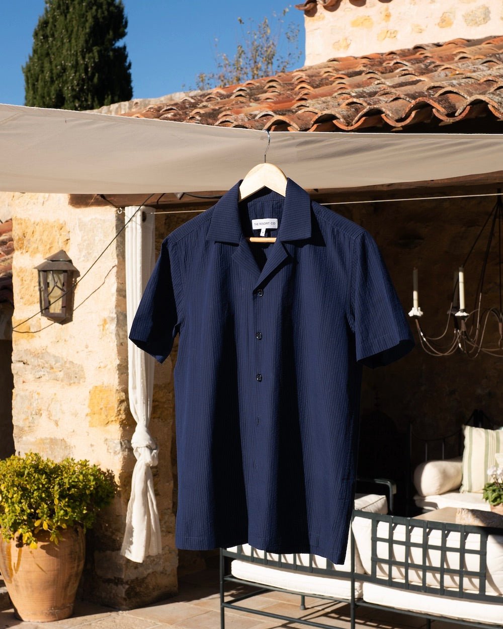Seersucker Resort Shirt Navy, S Seersucker Resort Shirt Navy, S