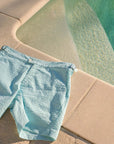 Tailored Swim Shorts Turquoise Seersucker - THE RESORT CO