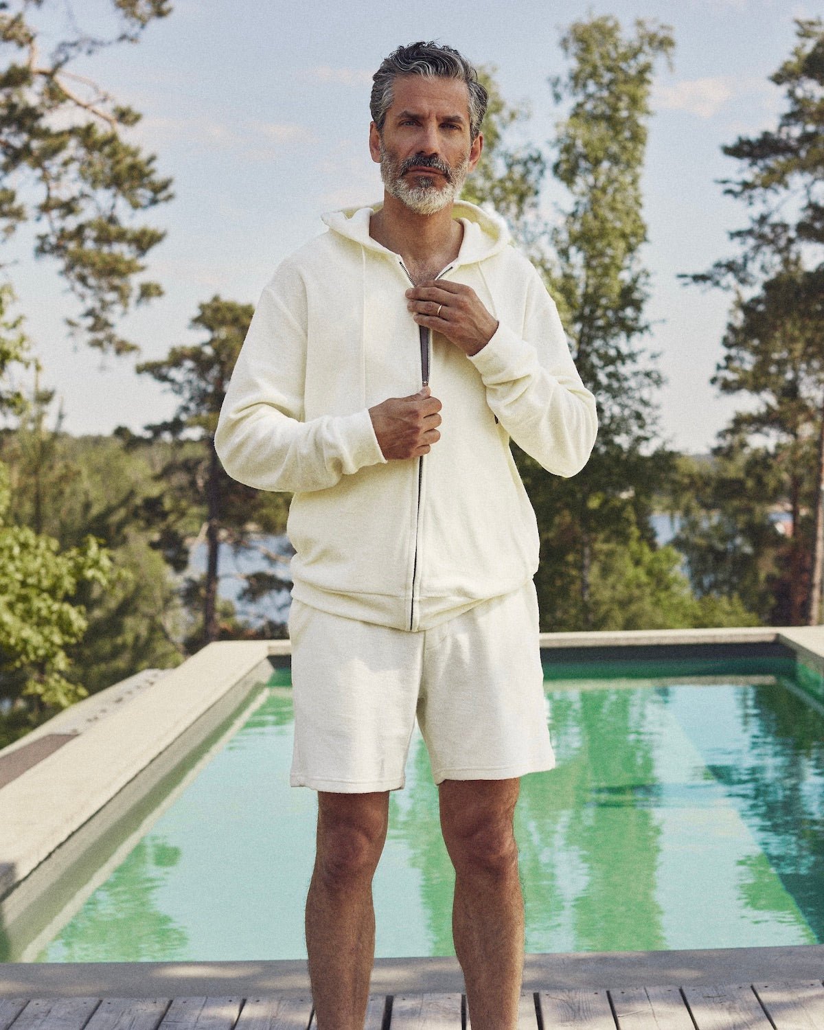 Terry Lounge Hoodie White - THE RESORT CO