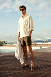 Terry Popover Shirt White - THE RESORT CO