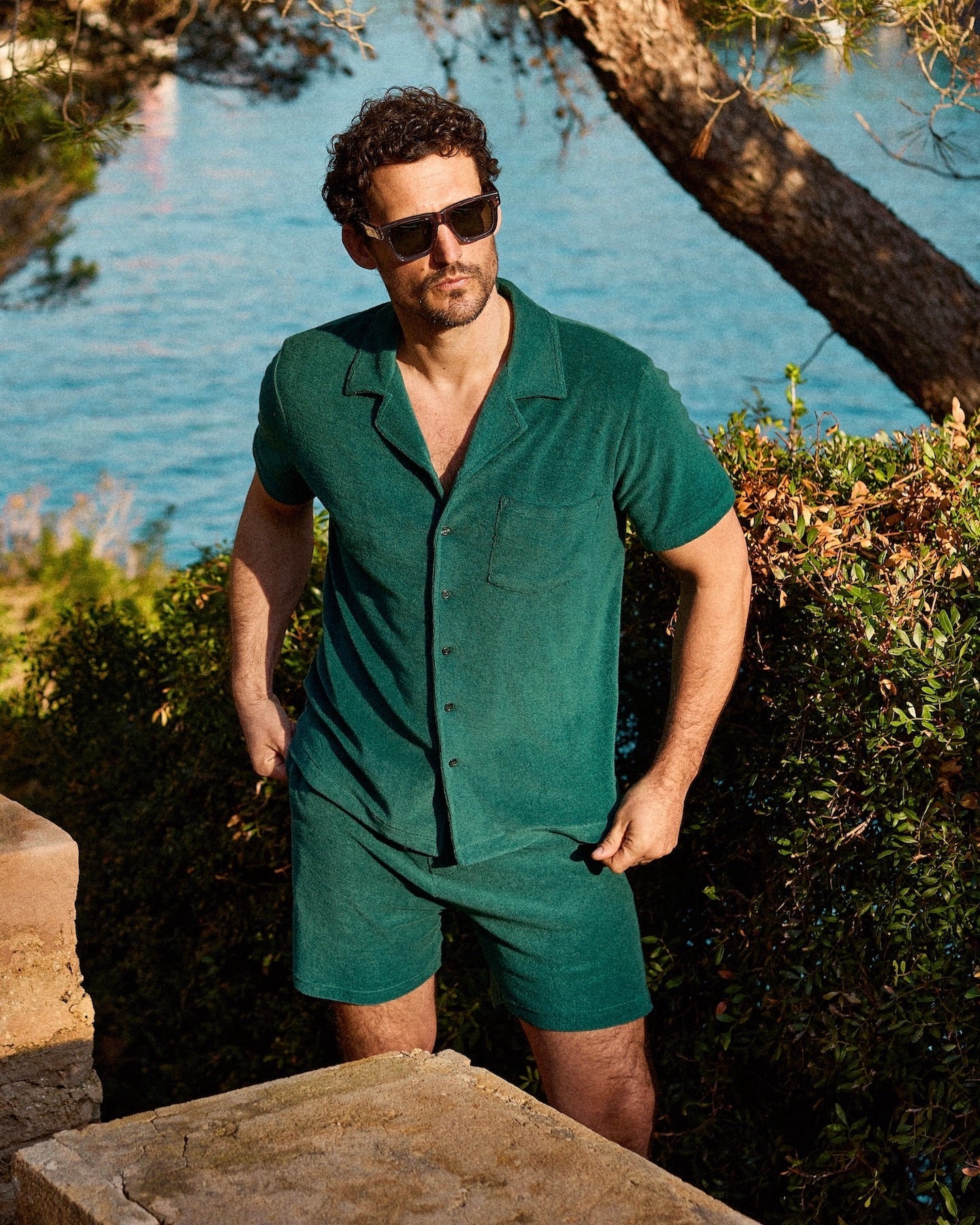 Terry Short Sleeve Shirt Emerald Green - THE RESORT CO