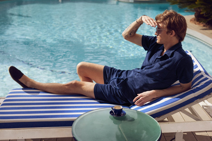 Terry Short Sleeve Shirt Navy - THE RESORT CO